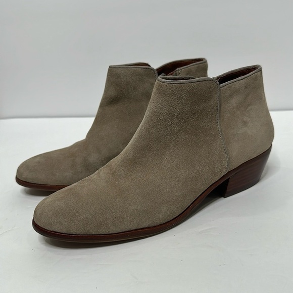 Sam Edelman Tan Suede Upper Leather Petty Round Toe Ankle Boots with Side Zip 8M - Picture 2 of 16